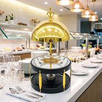 Réchaud de buffet suspendu haut de gamme en acier inoxydable noir et doré avec logo personnalisé, chauffage au combustible 8L, pour hôtels et mariages