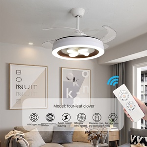 พัดลมเพดาน LED 42นิ้วสไตล์โมเดิร์น, พัดลมติดเพดาน LED พร้อมรีโมทควบคุมอัจฉริยะสามารถพับเก็บได้ทำจากทองแดงสำหรับห้องนั่งเล่น - Product Image 5
