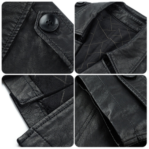 Trench da <span class=keywords><strong>uomo</strong></span> in <span class=keywords><strong>pelle</strong></span> taglia grande per autunno e inverno giacca di <span class=keywords><strong>pelle</strong></span> <span class=keywords><strong>Blazer</strong></span> con colletto - Product Image 4