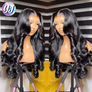 Perruques en cheveux humains à ondulation d'eau bouclée avec dentelle frontale, perruques en cheveux humains avec dentelle HD frontale, perruques tressées en dentelle complète en cheveux péruviens pour femmes noires - Product Image 1