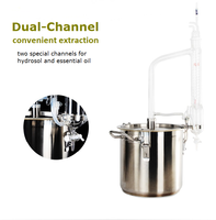 Machine de distillation d'huiles essentielles en acier inoxydable 10L avec fonction vapeur en verre Pyrex, garantie 1 an, puissance 2200W, usage domestique
