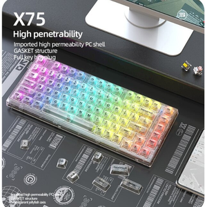X75 Wired Mechanical Keyboard Transparent Customized Rgb Office <b>Game</b> Competitive Gasket Structure Mechanical Keyboard - Product Image 2