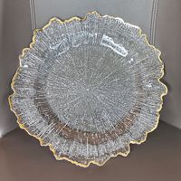 Assiette de présentation décorative en plastique de haute qualité avec bord estampé à chaud, style occidental, pour mariage, banquet, hôtel
