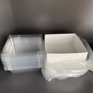 Custom Sushi Container Packaging <b>Biodegradable</b> Disposable Takeout Sushi Tray Rectangular Kraft <b>Paper</b> Sushi Plates with Cover - Product Image 5