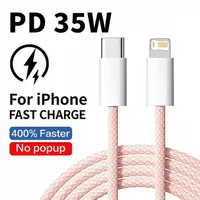 Kabel Jalinan USB-C ke Lightning PD Pengisian Cepat 35W untuk iPhone 13/14 Pro Max/11/12 Mini/X/XR/XS Max/7/8 Plus-1m/2m