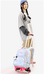 Unisex Primary Middle School Student Trolley School Bag Polyester Large Capacity Lightweight Wear-Resistant - Product Image 4