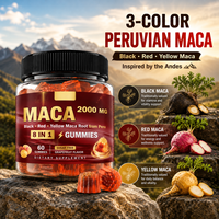 Gummies de Maca Marque Blanche OEM 2000mg 60 Gummies Racine de Maca Noire Rouge Jaune du Pérou Soutien Énergétique Sans Sucre