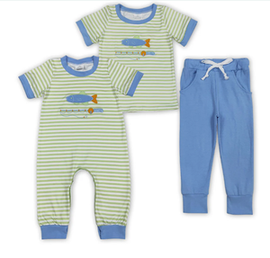 Conjunto de Ropa Infantil a Rayas con Bordado de Pesca para Niños - Product Image 6