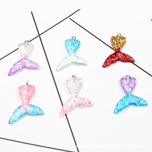 Pendentifs en résine en forme de queue de sirène pour la fabrication de bijoux DIY (boucles d'oreilles, colliers, bracelets), accessoires de porte-clés faits à la main, breloques - Product Image 2