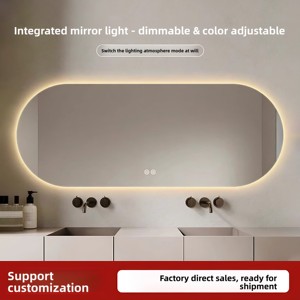 <span class=keywords><strong>Espejo</strong></span> Inteligente para <span class=keywords><strong>Baño</strong></span> con Pantalla Táctil, Antivaho, Montado en la Pared, con Luz LED, Ovalado, Luminoso, Estilo Nórdico, Lentes de Vidrio - Product Image 2