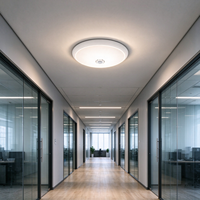 Lampu Panel LED 18W 300mm dengan Sensor Gerak Manusia Microwave Radar & PIR, Lampu Plafon Tempel Permukaan Bulat untuk Penerangan Kantor & Hotel