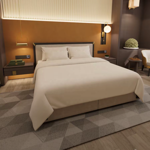 Ensemble de chambre à coucher de luxe moderne, écologique, avec lit queen-size personnalisable, tête de lit en bois, design de panneau, garantie de 5 ans - Product Image 1