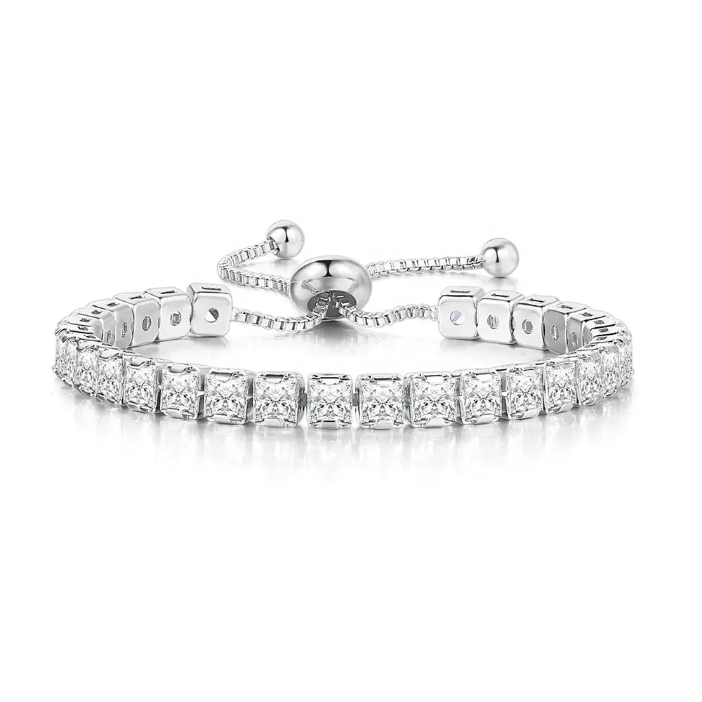 wholesale women adjustable 2.5mm 3mm 4mm crystal tennis chain bracelet silver rose gold iced out zircon diamond tennis bracelet