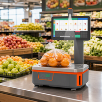 Système de point de vente Windows avec calcul des prix par IA, balance d'étiquetage, caisse enregistreuse, écran tactile capacitif 15,6 pouces, machine de pesage et imprimante