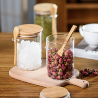 Ensemble de rangement d'épices pour la maison en bocal Mason, plateau en bambou, pots à condiments, cuillères, sucre, poivre, assaisonnement, cuisine, fête
