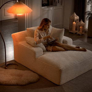 Chaise longue surdimensionnée en velours côtelé pour intérieur, canapé-lit moderne rembourré, sans assemblage, confortable pour salon et bureau - Product Image 2