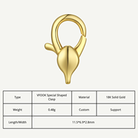 VFOOK-Fermoir homard neuf conçu sans plomb et sans nickel véritable or massif 9K 10K collier fermoir de connexion pour une utilisation durable