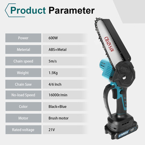 Mini tronçonneuse industrielle sans fil OEM 21V 550W avec guide-chaîne <span class=keywords><strong>de</strong></span> 6 pouces, poignée supérieure antidérapante, machine professionnelle pour la <span class=keywords><strong>coupe</strong></span> d'arbres - Product Image 2