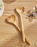 Cuillère à mélanger en bois d'olivier en forme de cœur à long manche, cuillère à apéritif, ustensiles de cuisine pour cadeau, vente en gros Natural House