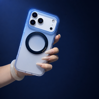 Coque de téléphone dégradée givrée pour iPhone 15 Pro Max avec anneau magnétique et béquille, finition mate, antichoc, anti-chute, prise en charge des commandes en gros
