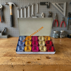 SUNTOOLS/STIPL 718B-C Kit de test de bijoux en plastique avec poids pour balances à or, boîte en aluminium, mesure de la pureté des métaux, 15 pièces, 36 mm - Product Image 5