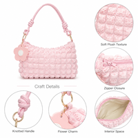 Tas Selempang Quilted Puffy Trendy, Tas Bahu Tote Ringan dengan Lapisan Nilon, Tas Tangan Sehari-hari OEM