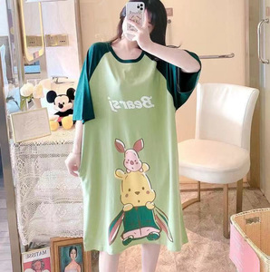 DDP estate Plus Size camicie da notte Casual manica corta Cartoon <span class=keywords><strong>pigiama</strong></span> di grandi dimensioni in maglia <span class=keywords><strong>pigiama</strong></span> da notte da <span class=keywords><strong>donna</strong></span> - Product Image 4