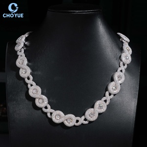 Fashion GRA Certified Moissanite Cuban Link Chain Necklace Rhodium Plated Solid 925 Silver <b>Infinity</b> Hiphop Iced Out Jewelry - Product Image 3