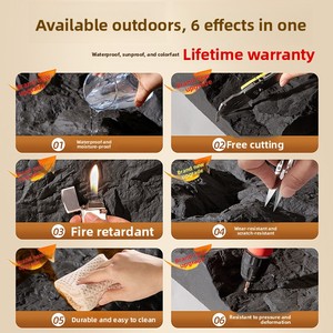 Panel de pared de cuero PU con diseño de piedra de hongo, piedra cultural ligera, para interior, con orificios, simulación 3D, venta al por mayor - Product Image 2