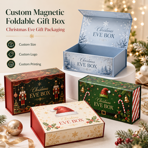 Boîte cadeau pliable en carton de luxe sur <span class=keywords><strong>le</strong></span> thème des fêtes, boîte de Noël avec des motifs de <span class=keywords><strong>Casse</strong></span>-<span class=keywords><strong>Noisette</strong></span>, du Père Noël et des elfes - Product Image 1