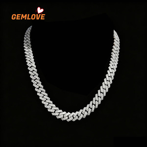 Collar Personalizado GEMLOVE para Raperos, Cadena de Eslabones con Diamantes en Oro Blanco, Estilo Hiphop Unisex para Uso Diario - Product Image 1