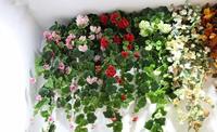 Tanaman Geranium Buatan Merah, Bunga Sutra, Tanaman Rambat, Dekorasi Gantung Dinding untuk Dalam & Luar Ruangan, Rumah, Ruang Tamu, Taman