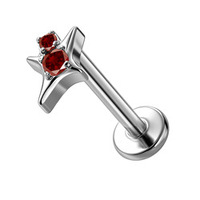 Gaby ASTM F136 Titane Clous de piercing pour lèvre et cartilage d'oreille, motif petite croissant de lune et zircon, tendance, à filetage interne, unisexe