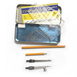 Boîte de géométrie en métal noire de qualité supérieure 13 pièces CoxMarshal pour les élèves du primaire - Product Image 3