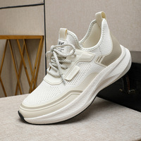 Chaussures de sport respirantes pour hommes en maille ajourée, à lacets, amortissantes, antidérapantes, à semelle épaisse, pour la marche en extérieur et la course à pied