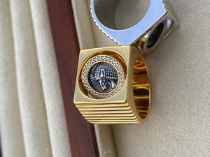 925 Sterling <b>Silver</b> 18K Gold Plated Trendy New Design <b>Chunky</b> Pave Luxury Lion Coins <b>Rings</b> Spinning Engagement Wedding <b>Ring</b> - Product Image 4