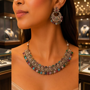 Conjunto de Joyería de Alta Calidad para Mujer, Collar, Aretes y Anillo con Circonitas y Perlas Geométricas, Chapado en Oro, Colección Elegante, Último Modelo - Product Image 3