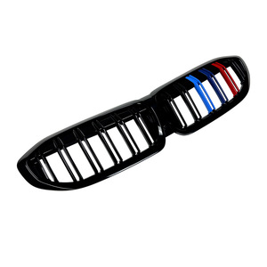 Kit de Parrilla Delantera para BMW Serie 3 G20 G28, Doble Barra Tricolor, Negro, Plástico ABS, Modificación para Parachoques Delantero, 2019-2022 - Product Image 5