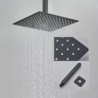 Ensemble de robinet de douche mural à effet pluie noir, système de cascade pour salle de bain, robinet de douche pour salle de bain, ensemble de douche encastré