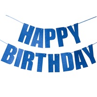 INS Glitter Joyeux Anniversaire Bannière Papier Pull Drapeau Décoration