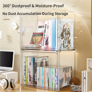 Boîte de <span class=keywords><strong>rangement</strong></span> transparente multifonctionnelle pour livres et magazines, étui de présentation d'albums et de <span class=keywords><strong>CD</strong></span>, organisateur de bureau de grande capacité anti-poussière - Product Image 3