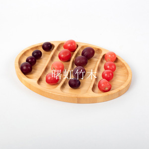 Plateau de service en bambou et bois Shuhong 28x19,5cm, 3 compartiments pour apéritifs, fruits, style simple - Product Image 5