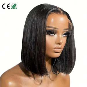 Peluca de Cabello Humano Transparente Bob Barata al por Mayor, Pelucas Bob con Cierre 4x4 5x5 de 10, 12 y 14 Pulgadas para Mujeres Negras - Product Image 1