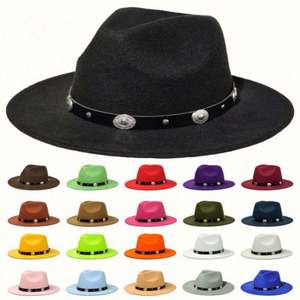 Sombrero Fedora de Fieltro Estilo Británico 2024, Sombrero de Ala Ancha para Caballero, Versátil, Casual, Estilo Vaquero - Product Image 1