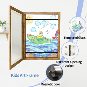 Cadre photo A4 10x14 pouces en noyer avec verre trempé et aimants pour l'art des enfants et les photos - Product Image 2
