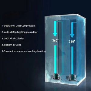 Distributeur de vin électrique en acier inoxydable avec éclairage LED à 2 portes, réfrigérateur à boissons, R600a, contrôle de la température à deux zones - Product Image 4