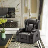 Juego de Muebles de Sala Modernos con Tapicería Sintética, Sillón Reclinable de Cuero con Masaje Eléctrico y Calefacción