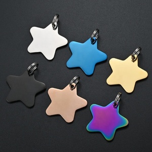 Llavero de Acero Inoxidable con Forma de Estrella Redondeada Creativa, Collar de Identificación de Mascota con Grabado Brillante Antipérdida, Accesorios - Product Image 1