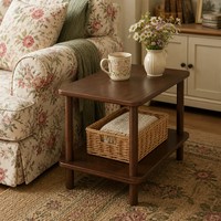Table basse rectangulaire double couche en MDF avec pieds en bois massif, style minimaliste de luxe léger, petite table d'appoint pour canapé ou chevet