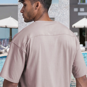 T-shirt de sport oversize pour homme en polyester et élasthanne, uni, teint, de qualité supérieure, épais, idéal pour l'entraînement, la gym et la course à pied - Product Image 3
